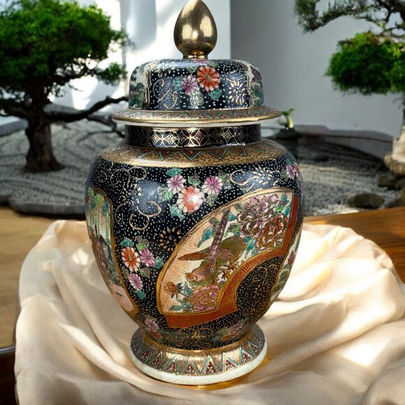Antique Meiji Satsuma Ginger Jar by Akira Kokorozashi 1861-1912 Hand‑Painted - Picture 3 of 14